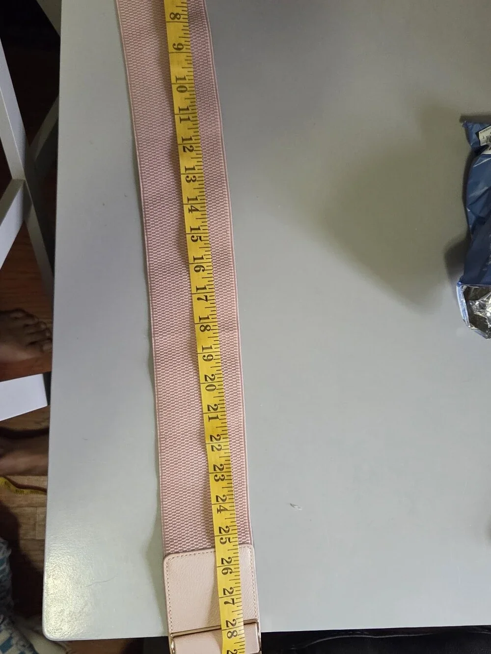 Blush Pink Elastic Waist Cinch Belt with Gold Buckle